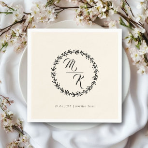 Eleganter, klassischer Kranz in Monogramm Serviette