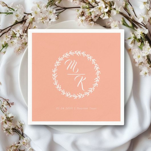 Eleganter, klassischer Kranz in Monogramm Serviette