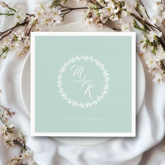 Eleganter, klassischer Kranz in Monogramm Serviette