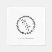 Eleganter, klassischer Kranz in Monogramm Serviette (Vorderseite)