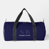 Eleganter klassischer Minimal Monogram Navy Blue Duffle Bag (Rückseite)