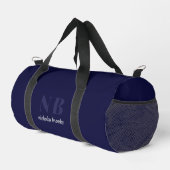 Eleganter klassischer Minimal Monogram Navy Blue Duffle Bag (Rechte Ecke)