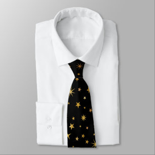 Eleganter klassischer Monogram Black and Gold Star Krawatte