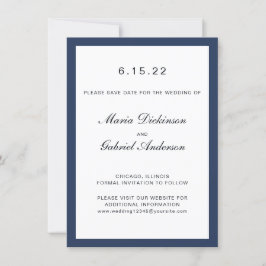 Eleganter klassischer Navy Blue Frame. Hochzeit Save The Date