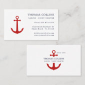 Eleganter klassischer Navy Blue & Red Nautical Anc Visitenkarte (Vorne/Hinten)