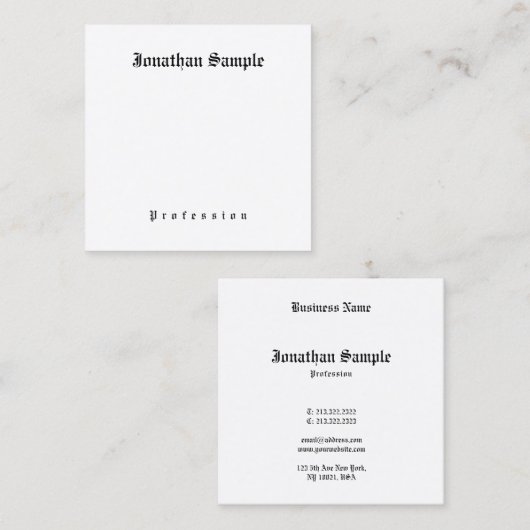 Eleganter klassischer Nostalgischer Look Old Engli Quadratische Visitenkarte (Vorne/Hinten)