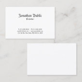 Eleganter klassischer Nostalgischer Look Schlicht Visitenkarte (Vorne/Hinten)