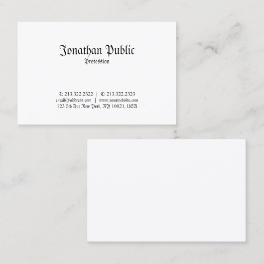 Eleganter klassischer Nostalgischer Look Schlicht  Visitenkarte (Vorne/Hinten)