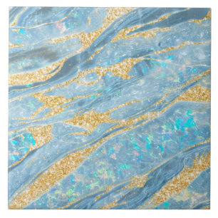 Eleganter klassischer Opal-Marmor Light Blue Gold  Fliese