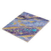 Eleganter klassischer Opal-Marmor Lila Gold-Glitze Fliese (Seite)