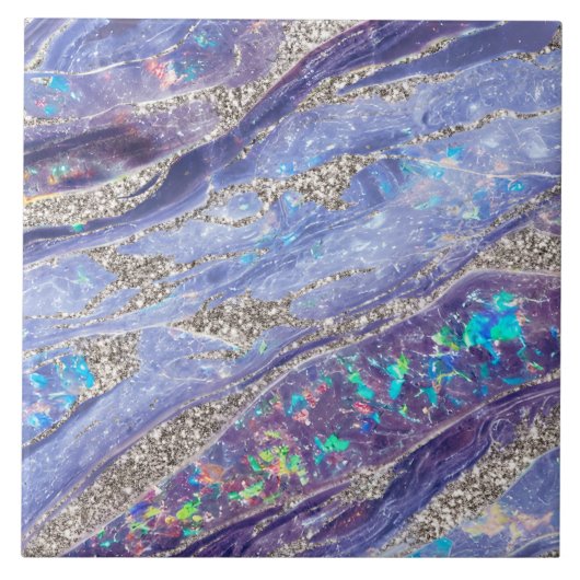 Eleganter klassischer Opal-Marmor Lila Silberner G Fliese (Vorderseite)