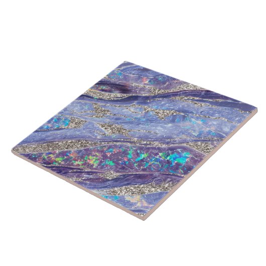 Eleganter klassischer Opal-Marmor Lila Silberner G Fliese (Seite)