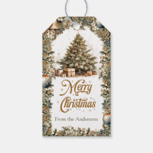 Eleganter klassischer pastellgrüner Weihnachtsbaum Geschenkanhänger