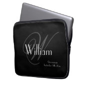 Eleganter klassischer Personalisierter Name+Monogr Laptopschutzhülle (Vorderseite Links)