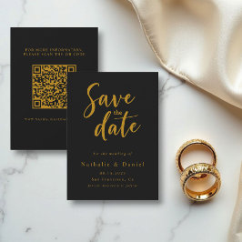 Eleganter klassischer QR-Code für Schwarz und Gold Save The Date