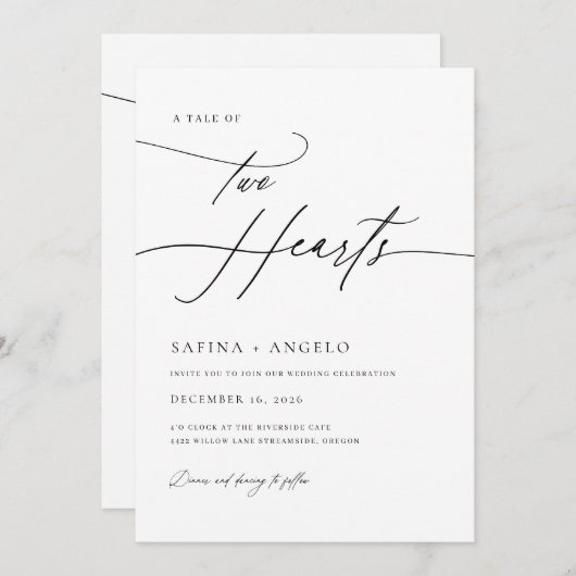 Eleganter klassischer QR-Code für Skripte in einer Einladung (Vorne/Hinten)