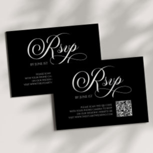 Eleganter klassischer QR Code Hochzeit RSVP-Karte RSVP Karte