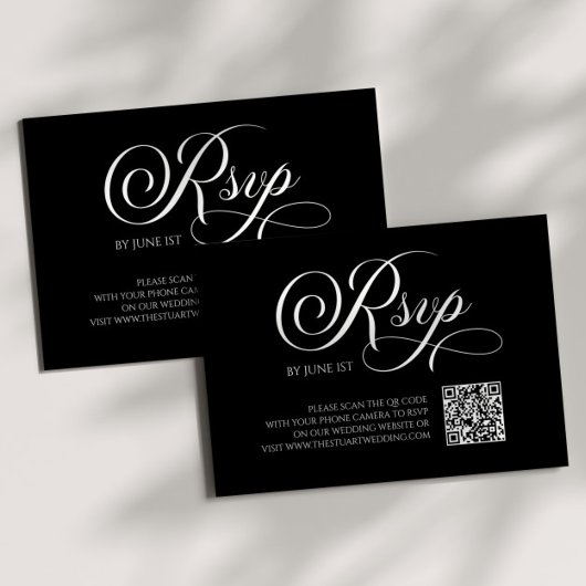 Eleganter klassischer QR Code Hochzeit RSVP-Karte RSVP Karte