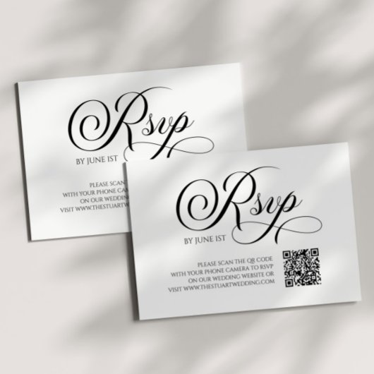 Eleganter klassischer QR Code Hochzeit RSVP-Karte RSVP Karte