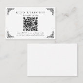Eleganter klassischer QR Code Hochzeit RSVP-Karte Visitenkarte (Vorne/Hinten)