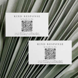 Eleganter klassischer QR Code Hochzeit RSVP-Karte Visitenkarte
