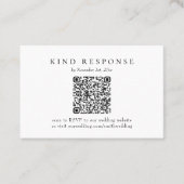 Eleganter klassischer QR Code Hochzeit RSVP-Karte Visitenkarte (Vorderseite)