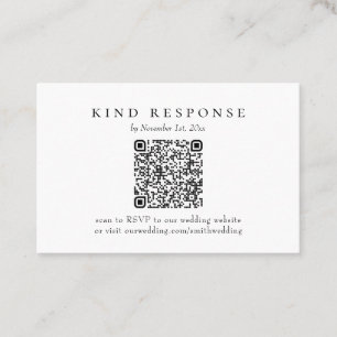 Eleganter klassischer QR Code Hochzeit RSVP-Karte Visitenkarte