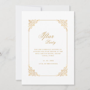 Eleganter Klassischer Rahmen Gold Schriftzug Iftar Einladung