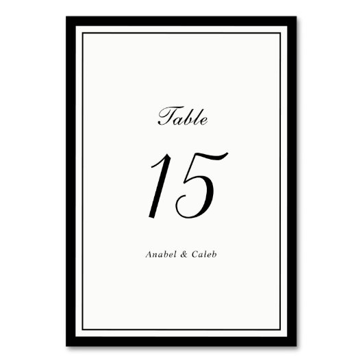 Eleganter klassischer Rahmen Hochzeit Tischnummer (Rückseite)