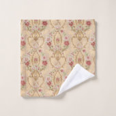 Eleganter klassischer Rokoko mit Blumen und Gold F Badhandtuch Set (Waschlappen)