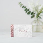 Eleganter klassischer Rose Gold Glitzer auf Marmor Visitenkarte (Stehend Vorderseite)