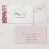 Eleganter klassischer Rose Gold Glitzer auf Marmor Visitenkarte (Vorne/Hinten)