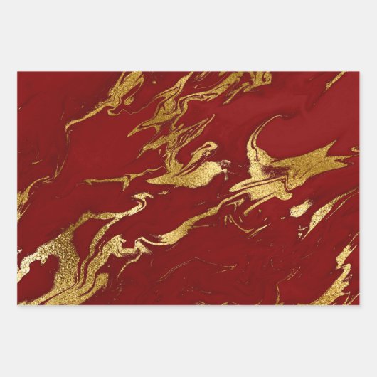 Eleganter klassischer Rot- und Goldmarmor-Look Geschenkpapier Set (Vorderseite 2)