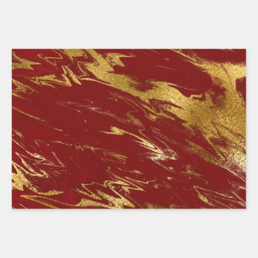 Eleganter klassischer Rot- und Goldmarmor-Look Geschenkpapier Set (Vorderseite)