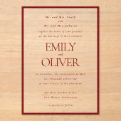 Eleganter Klassischer Roter Rahmen Burgundy Overla Acryleinladungen (Vorderseite)