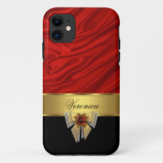 Eleganter, klassischer, roter, schwarzer Seidenloo Case-Mate iPhone Hülle