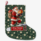 Eleganter klassischer Santa Strumpf Ihr Individuel Großer Weihnachtsstrumpf (Vorderseite)