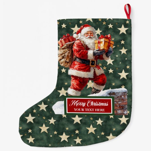 Eleganter klassischer Santa Strumpf Ihr Individuel Großer Weihnachtsstrumpf (Rückseite)