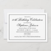 Eleganter klassischer Schwarz und Weiß 50. Geburts Einladung (Vorderseite)