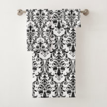 Eleganter klassischer schwarzer Floral Damask auf