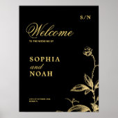 Eleganter klassischer, schwarzer goldener Hochzeit Poster (Vorne)