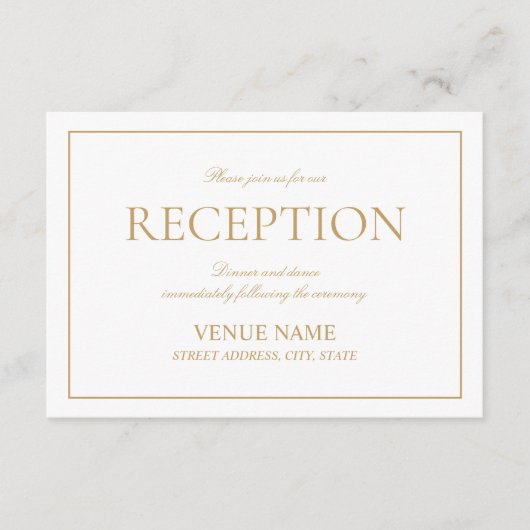 Eleganter klassischer Script-Empfang Begleitkarte (Vorderseite)