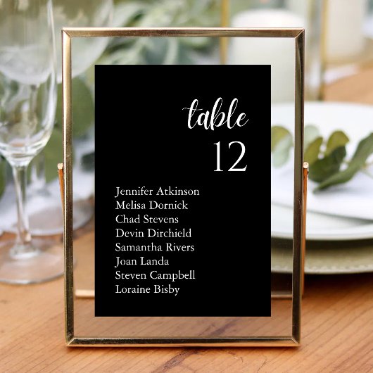 Eleganter klassischer Serif Wedding Guest Name Tischnummer