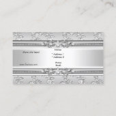 Eleganter, klassischer Silber mit Blumenmuster Visitenkarte (Rückseite)