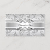 Eleganter, klassischer Silber mit Blumenmuster Visitenkarte (Vorderseite)