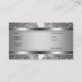 Eleganter, klassischer Silber mit Blumenmuster Visitenkarte (Rückseite)