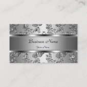 Eleganter, klassischer Silber mit Blumenmuster Visitenkarte (Vorderseite)