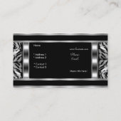 Eleganter, klassischer Silberschwarzer Leopard Visitenkarte (Rückseite)