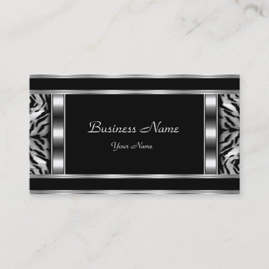 Eleganter, klassischer Silberschwarzer Leopard Visitenkarte (Vorderseite)