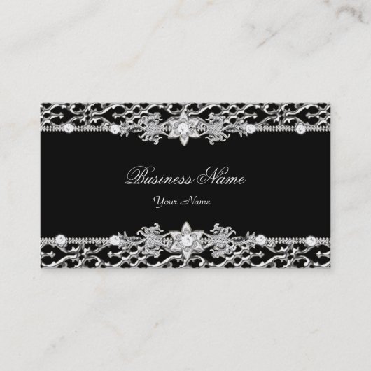 Eleganter klassischer Silver Black Diamond 2 Visitenkarte (Vorderseite)